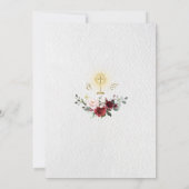 Blush Burgundy Blume Gold Erste Heilige Kommune Einladung (Rückseite)