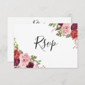 Blush & Burgundy Blume Jeder Anlass UAWG RSVP Karte (Vorne/Hinten)