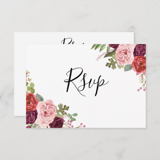 Blush & Burgundy Blume Jeder Anlass UAWG RSVP Karte (Vorne/Hinten)