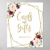 Blush Burgundy Blumenkarten und Geschenkzeichen Poster (Vorne)