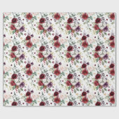 Blush Burgundy Boho Blumengrün Rustikal Geschenkpapier (Flach)