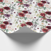 Blush Burgundy Boho Blumengrün Rustikal Geschenkpapier (Ecke)