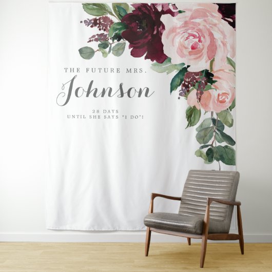 Blush Burgundy Brautparty Background Foto-Stand Wandteppich (Beispiel)