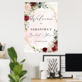 Blush burgundy Brautparty Begrüßungszeichen Poster (Heimbüro)