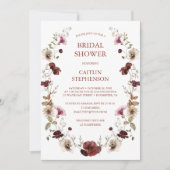 Blush Burgundy Bridal Dusche Einladung (Vorderseite)