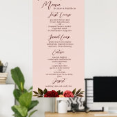 Blush & Burgundy Chrysanthemum Wedding Menu Poster (Heimbüro)
