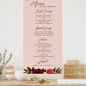 Blush & Burgundy Chrysanthemum Wedding Menu Poster (Küche)