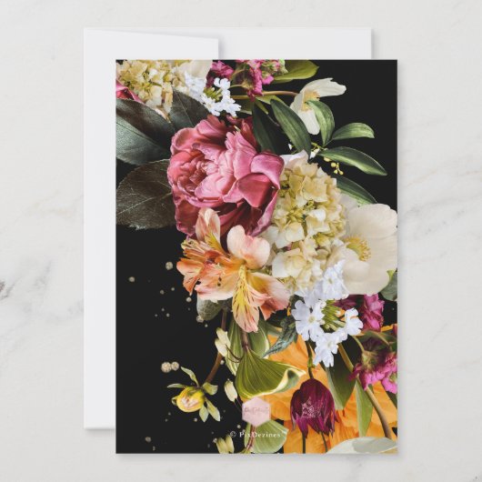 Blush Burgundy Dark Moody Blume Abschluss Ankündigung (Rückseite)