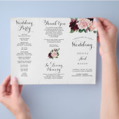 Blush Burgundy dreifachfaltiges Hochzeitsprogramm (Hand)