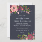 Blush & Burgundy - Einladung zur Hochzeit in dunke (Vorderseite)