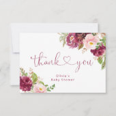 Blush burgundy Fall Blumendusche Danke Karte (Vorderseite)