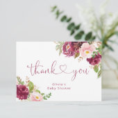 Blush burgundy Fall Blumendusche Danke Karte (Stehend Vorderseite)