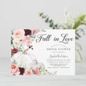 Blush Burgundy Fall Liebe Pumpkin Brautparty Einladung (Stehend Vorderseite)
