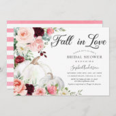 Blush Burgundy Fall Liebe Pumpkin Brautparty Einladung (Vorne/Hinten)