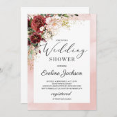 Blush Burgundy Floral Boho Polterabend Einladung (Vorne/Hinten)