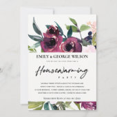 BLUSH BURGUNDY FLORAL BUNCH HOUSEWARMING PARTY EINLADUNG (Vorderseite)