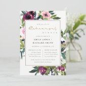 BLUSH BURGUNDY FLORAL BUNCH PROBE DINNER EINLADUNG (Stehend Vorderseite)