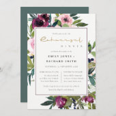 BLUSH BURGUNDY FLORAL BUNCH PROBE DINNER EINLADUNG (Vorne/Hinten)