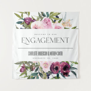 BLUSH BURGUNDY FLORAL BUNCH VERLOBUNG WILLKOMMEN WANDTEPPICH
