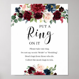 Blush Burgundy Floral legte einen Ring auf sein Sp Poster