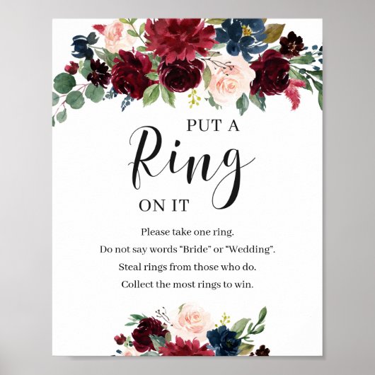 Blush Burgundy Floral legte einen Ring auf sein Sp Poster (Vorne)