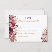 Blush Burgundy Floral Modern Wedding RSVP Karte (Vorderseite)