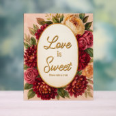 Blush Burgundy Floral Water Wedding Acrylschild (Neutral)