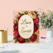 Blush Burgundy Floral Water Wedding Acrylschild (Hochzeit)