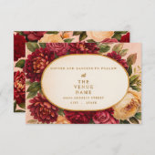 Blush Burgundy Floral Water Wedding Begleitkarte (Vorne/Hinten)