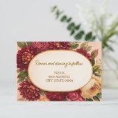 Blush Burgundy Floral Water Wedding Begleitkarte (Stehend Vorderseite)