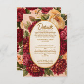 Blush Burgundy Floral Water Wedding Begleitkarte (Vorne/Hinten)