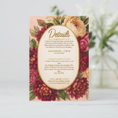 Blush Burgundy Floral Water Wedding Begleitkarte (Stehend Vorderseite)