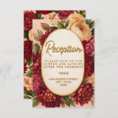 Blush Burgundy Floral Water Wedding Begleitkarte (Vorne/Hinten)