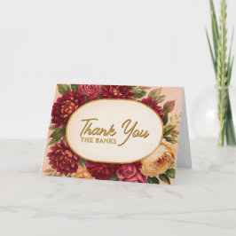 Blush Burgundy Floral Water Wedding Dankeskarte