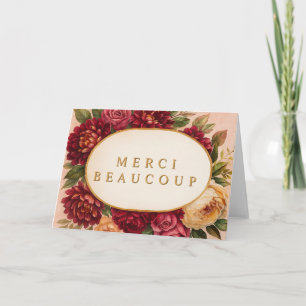 Blush Burgundy Floral Water Wedding Dankeskarte