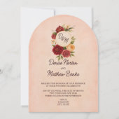Blush Burgundy Floral Water Wedding Einladung (Vorderseite)