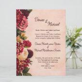 Blush Burgundy Floral Water Wedding Einladung (Stehend Vorderseite)