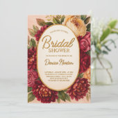 Blush Burgundy Floral Water Wedding Einladung (Stehend Vorderseite)