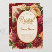 Blush Burgundy Floral Water Wedding Einladung (Vorne/Hinten)