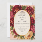 Blush Burgundy Floral Water Wedding Einladung (Vorderseite)