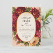 Blush Burgundy Floral Water Wedding Einladung (Stehend Vorderseite)