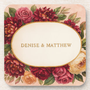 Blush Burgundy Floral Water Wedding Getränkeuntersetzer