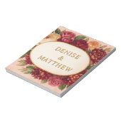 Blush Burgundy Floral Water Wedding Notizblock (Rotiert)