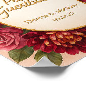 Blush Burgundy Floral Water Wedding Poster (Ecke)