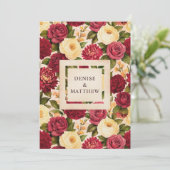 Blush Burgundy Floral Water Wedding Save The Date (Stehend Vorderseite)