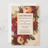 Blush Burgundy Floral Water Wedding Save The Date (Rückseite)
