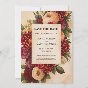 Blush Burgundy Floral Water Wedding Save The Date