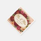 Blush Burgundy Floral Water Wedding Serviette (Ecke)