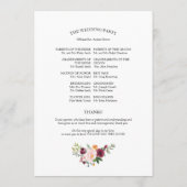 Blush Burgundy Floral Watercolor Hochzeitsprogramm Programm (Rückseite)