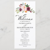 Blush Burgundy Floral Watercolor Hochzeitsprogramm Programm (Vorderseite)